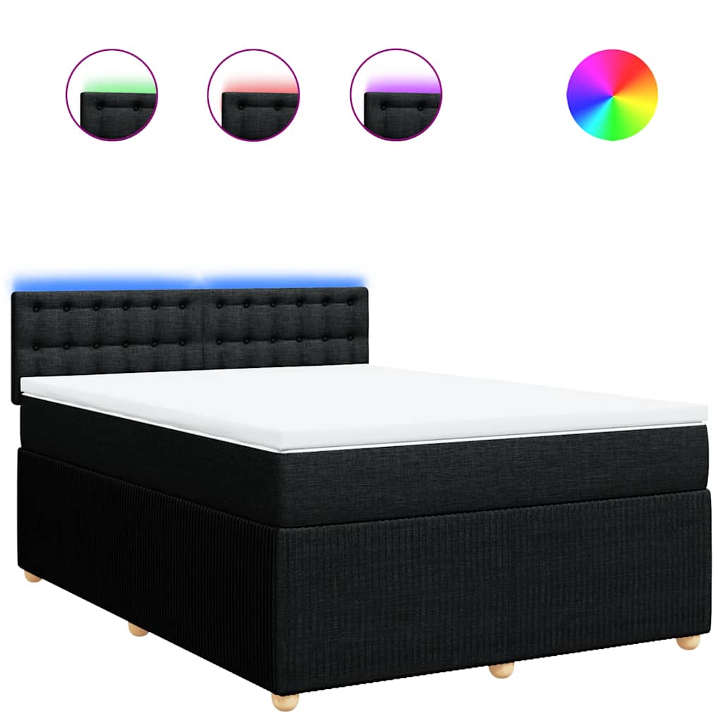 Giroletto a Molle con Materasso Nero 160x200 cm in Tessuto | homemem39