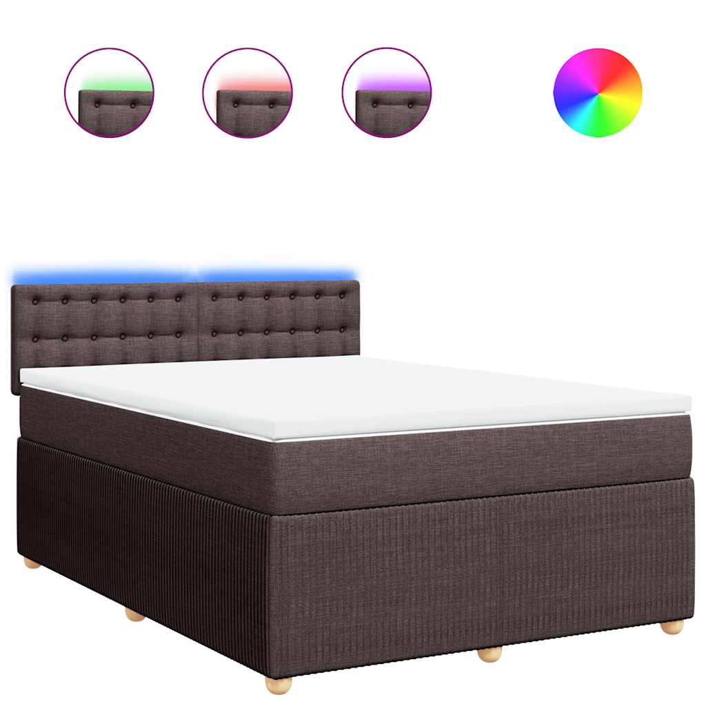 Giroletto a Molle con Materasso Marrone Scuro 160x200cm Tessuto | homemem39