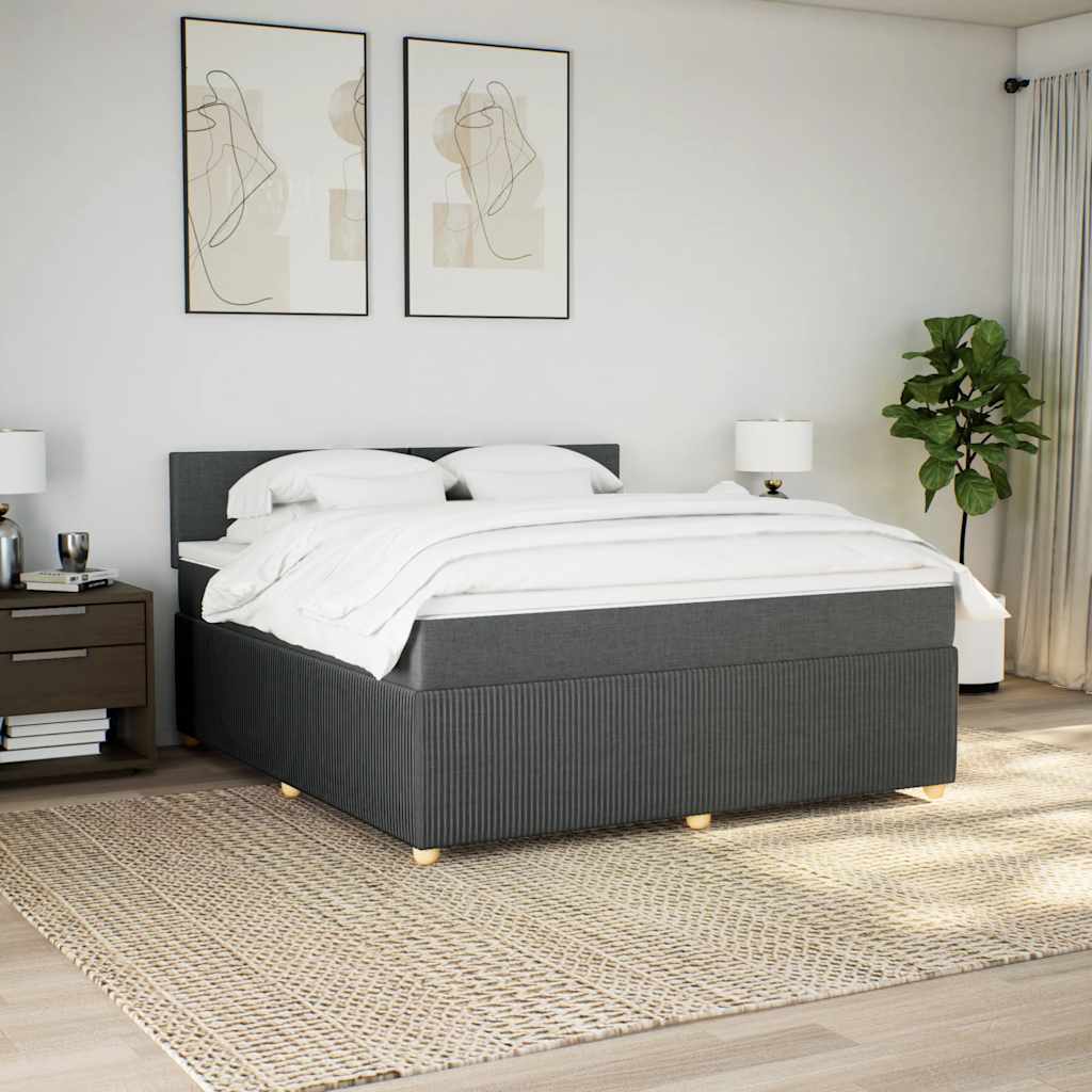 Giroletto a Molle con Materasso Grigio Scuro 180x200 cm Tessuto