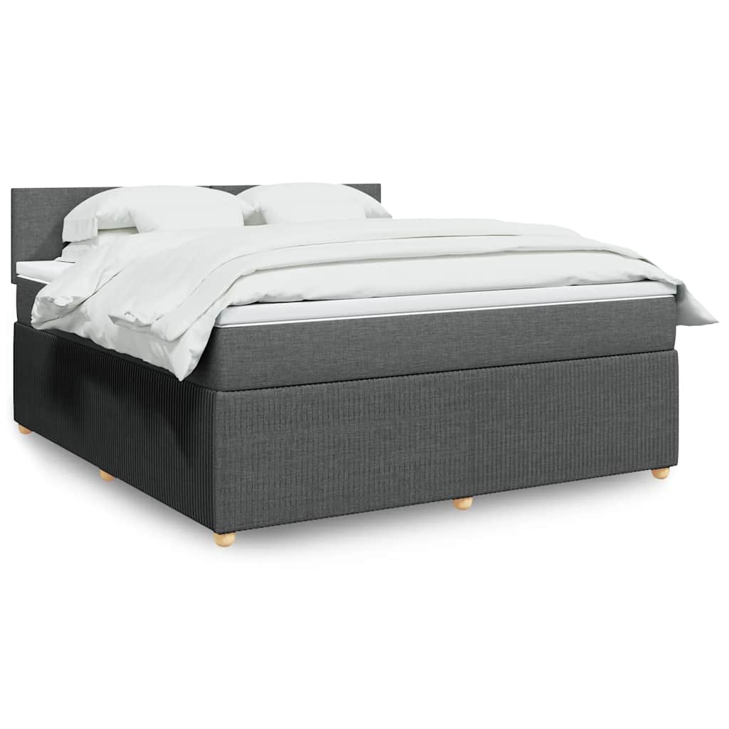 Giroletto a Molle con Materasso Grigio Scuro 180x200 cm Tessuto