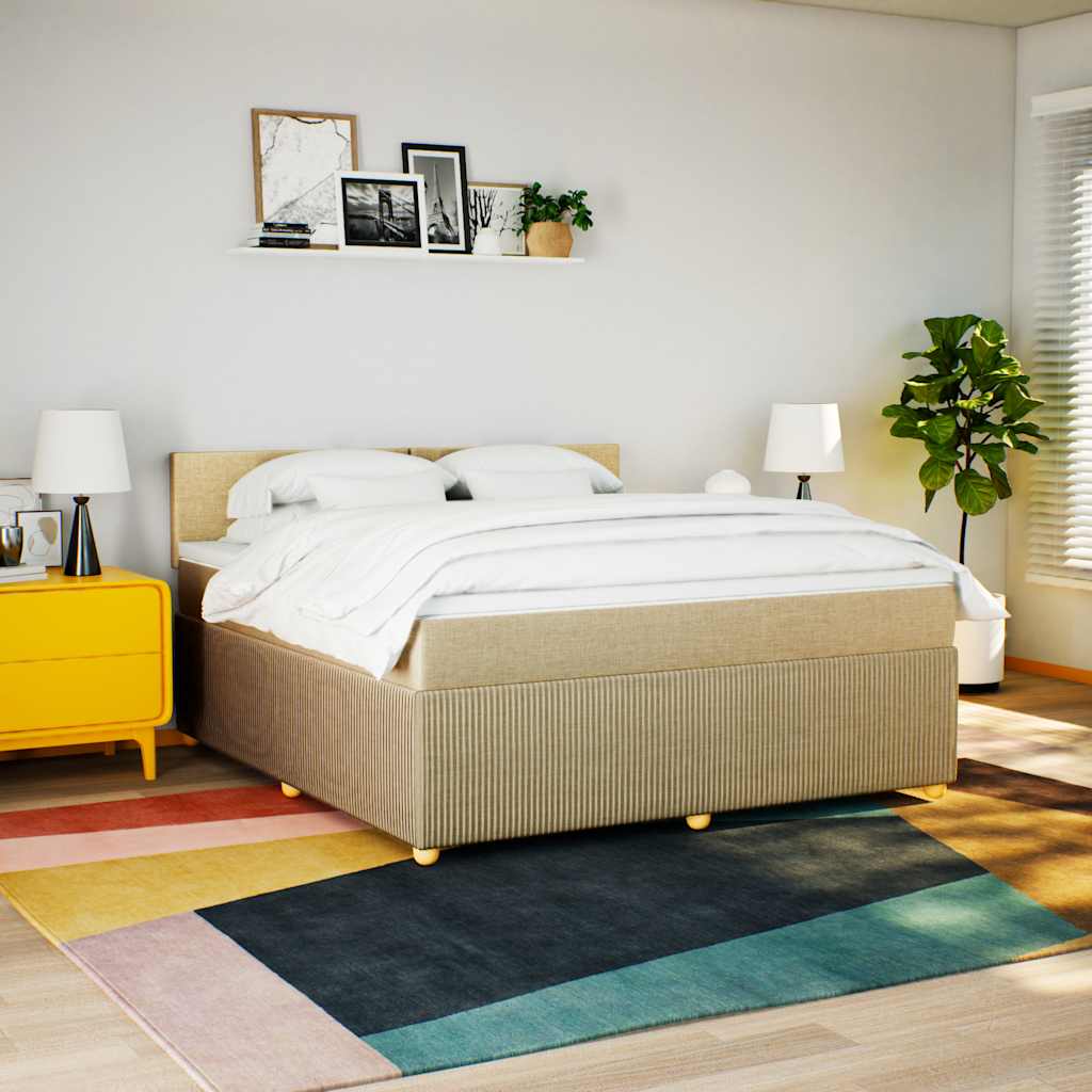 Giroletto a Molle con Materasso Crema 180x200 cm in Tessuto