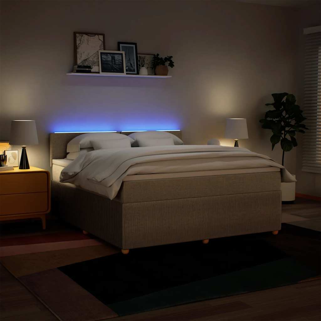 Giroletto a Molle con Materasso Crema 180x200 cm in Tessuto | homemem39