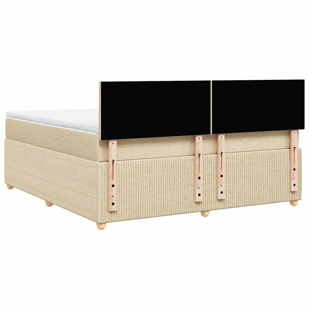 Giroletto a Molle con Materasso Crema 180x200 cm in Tessuto