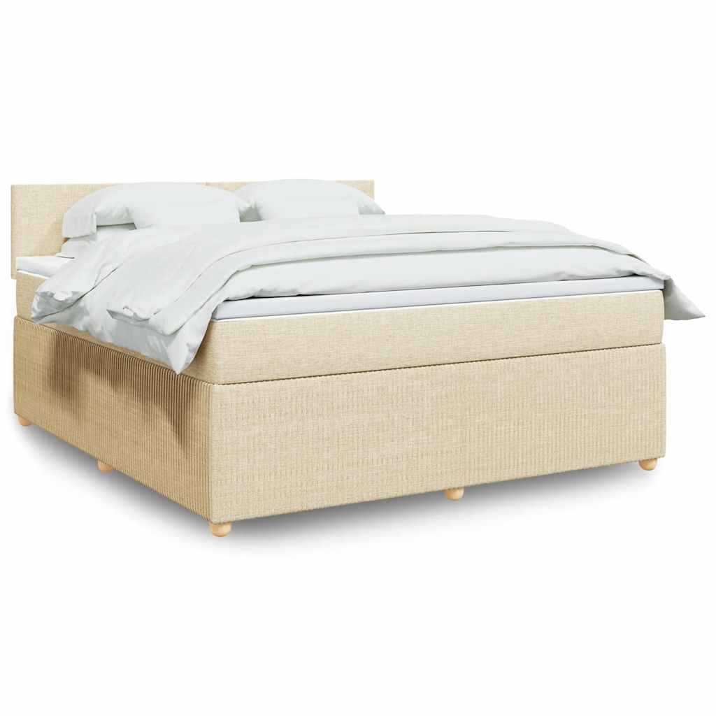Giroletto a Molle con Materasso Crema 180x200 cm in Tessuto | homemem39