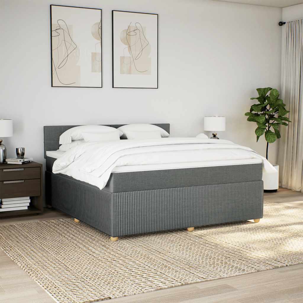 Giroletto a Molle con Materasso Grigio Scuro 180x200 cm Tessuto