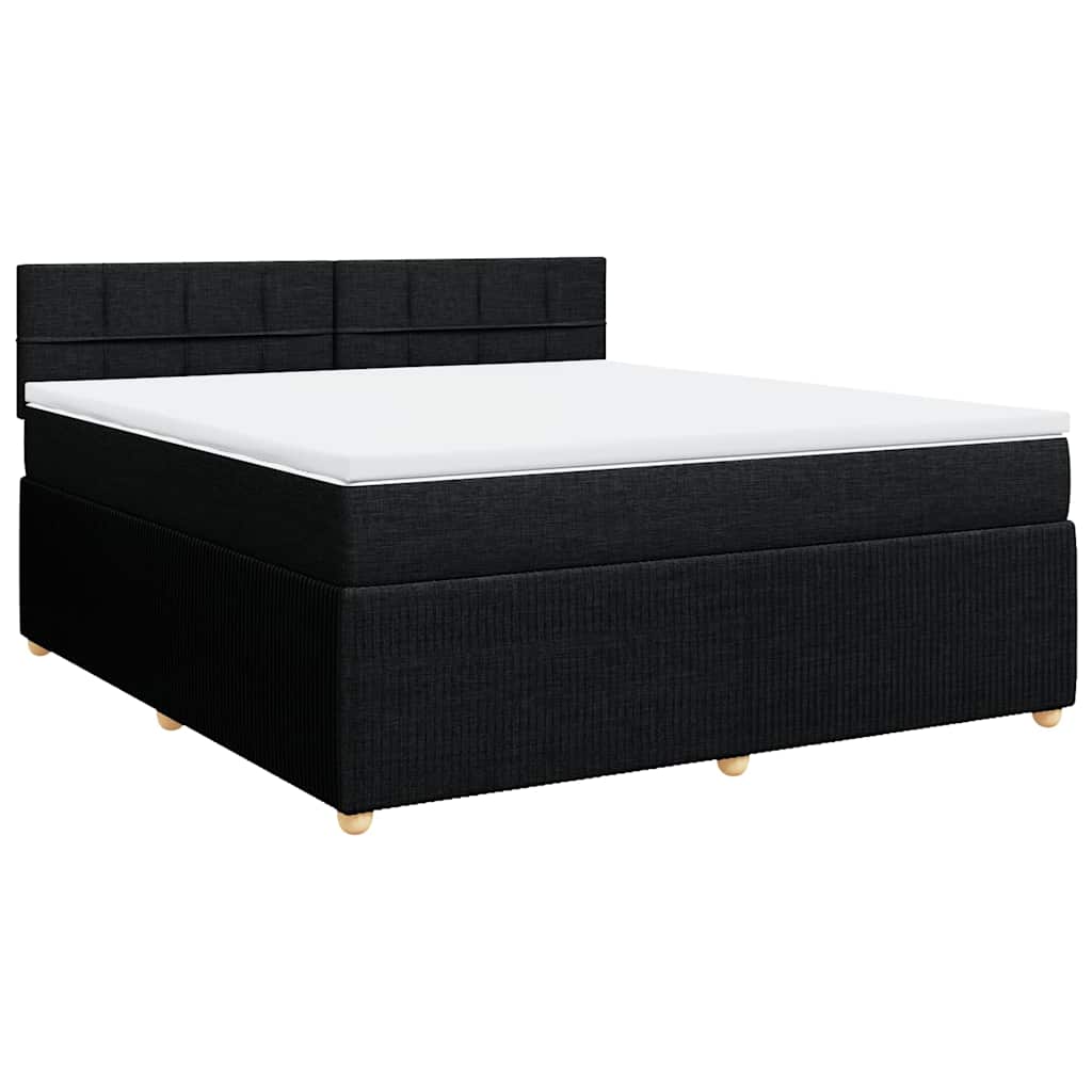 Giroletto a Molle con Materasso Nero 180x200 cm in Tessuto