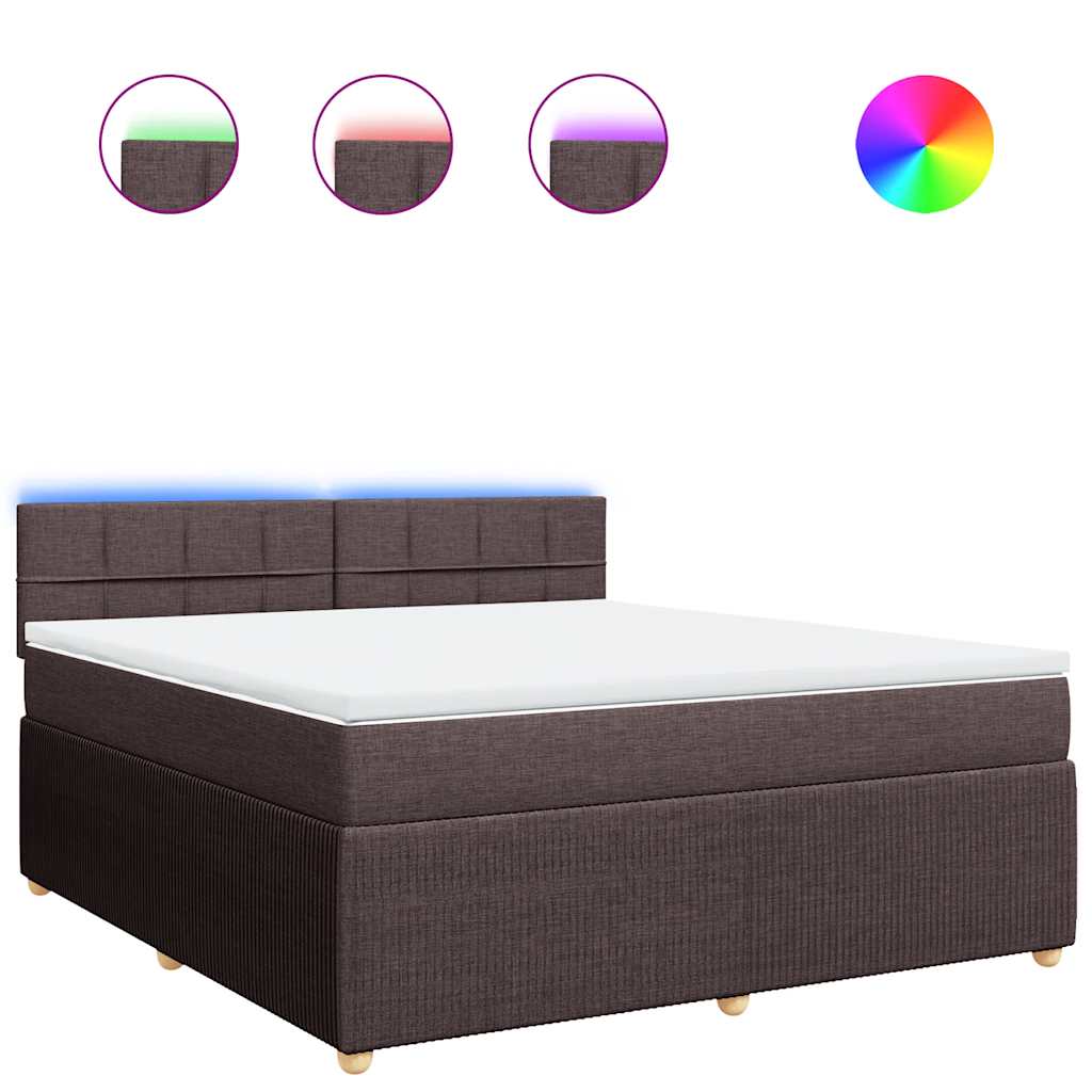 Giroletto a Molle con Materasso Marrone Scuro 180x200cm Tessuto | homemem39