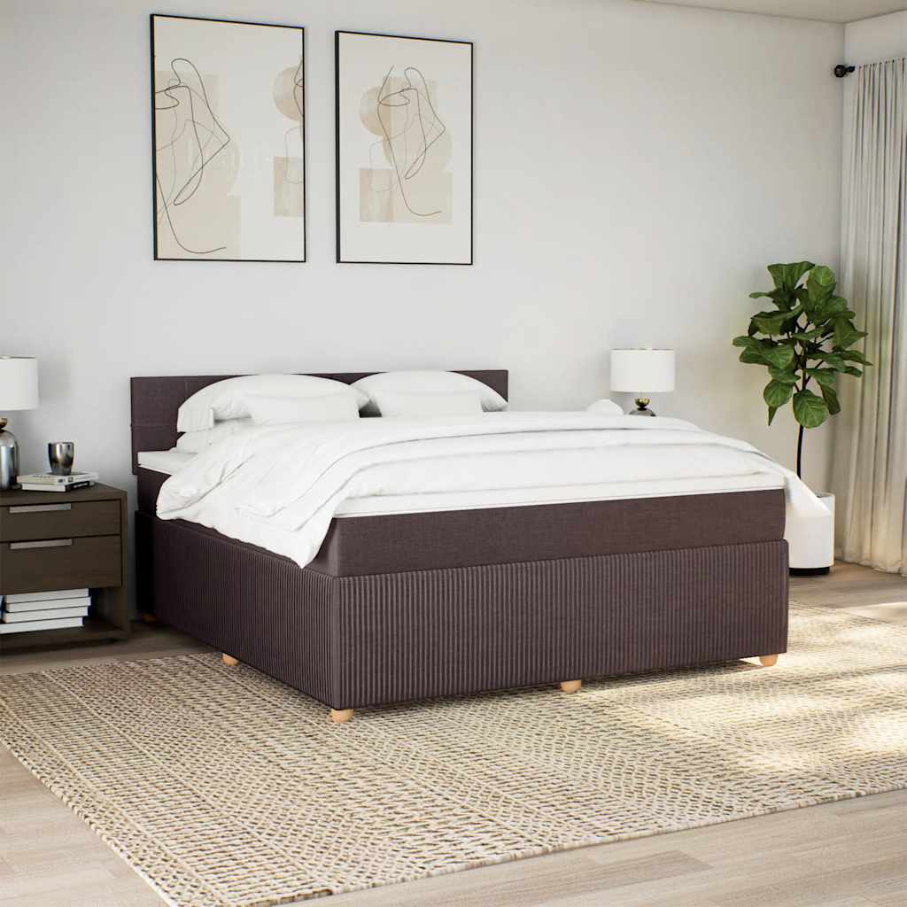 Giroletto a Molle con Materasso Marrone Scuro 180x200cm Tessuto