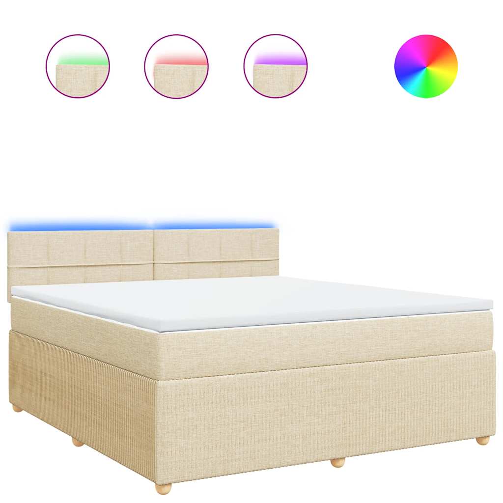 Giroletto a Molle con Materasso Crema 180x200 cm in Tessuto | homemem39