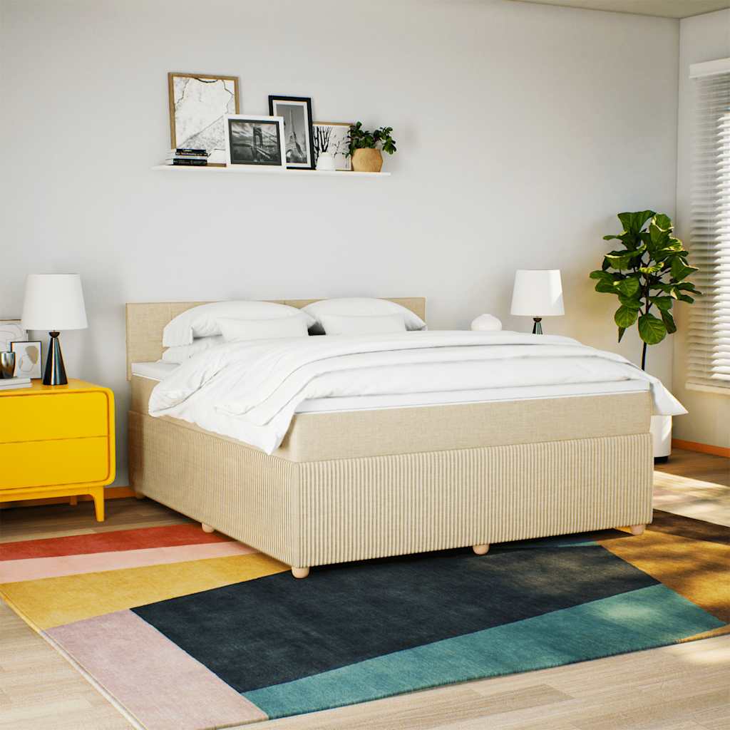 Giroletto a Molle con Materasso Crema 180x200 cm in Tessuto