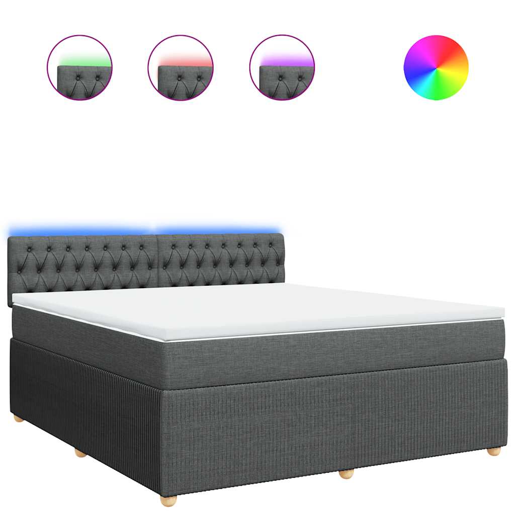 Giroletto a Molle con Materasso Grigio Scuro 180x200 cm Tessuto