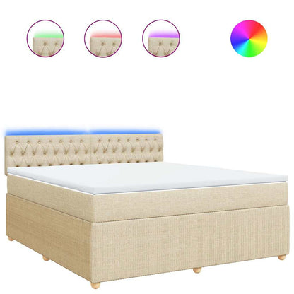 Giroletto a Molle con Materasso Crema 180x200 cm in Tessuto | homemem39