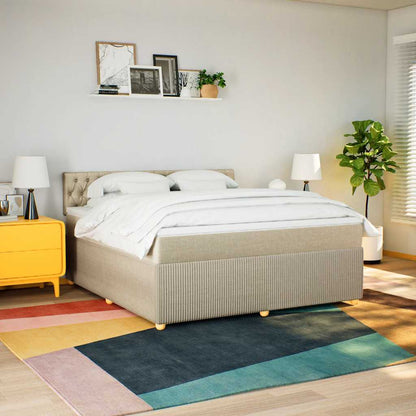 Giroletto a Molle con Materasso Crema 180x200 cm in Tessuto