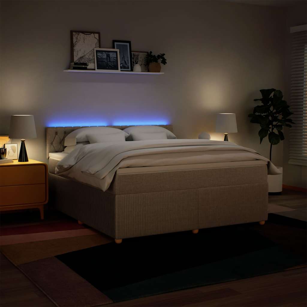 Giroletto a Molle con Materasso Crema 180x200 cm in Tessuto | homemem39