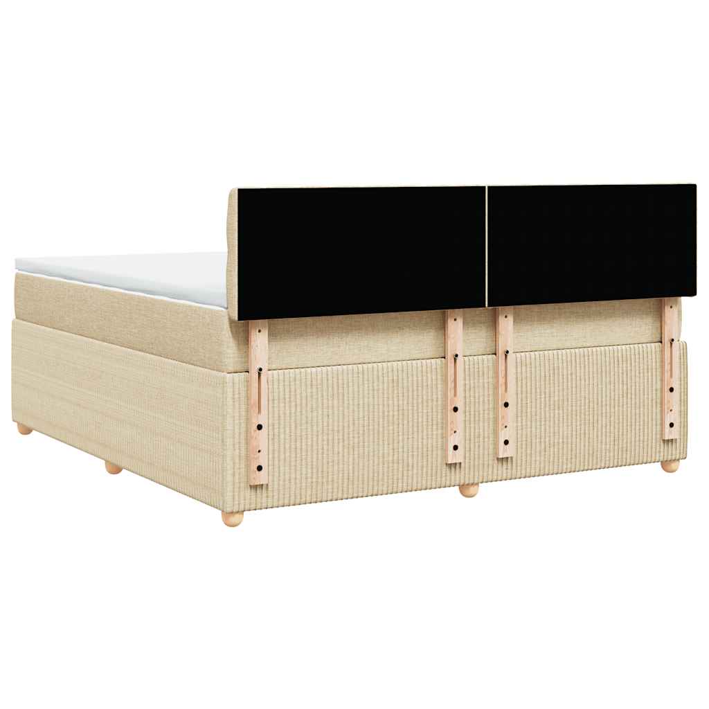 Giroletto a Molle con Materasso Crema 180x200 cm in Tessuto