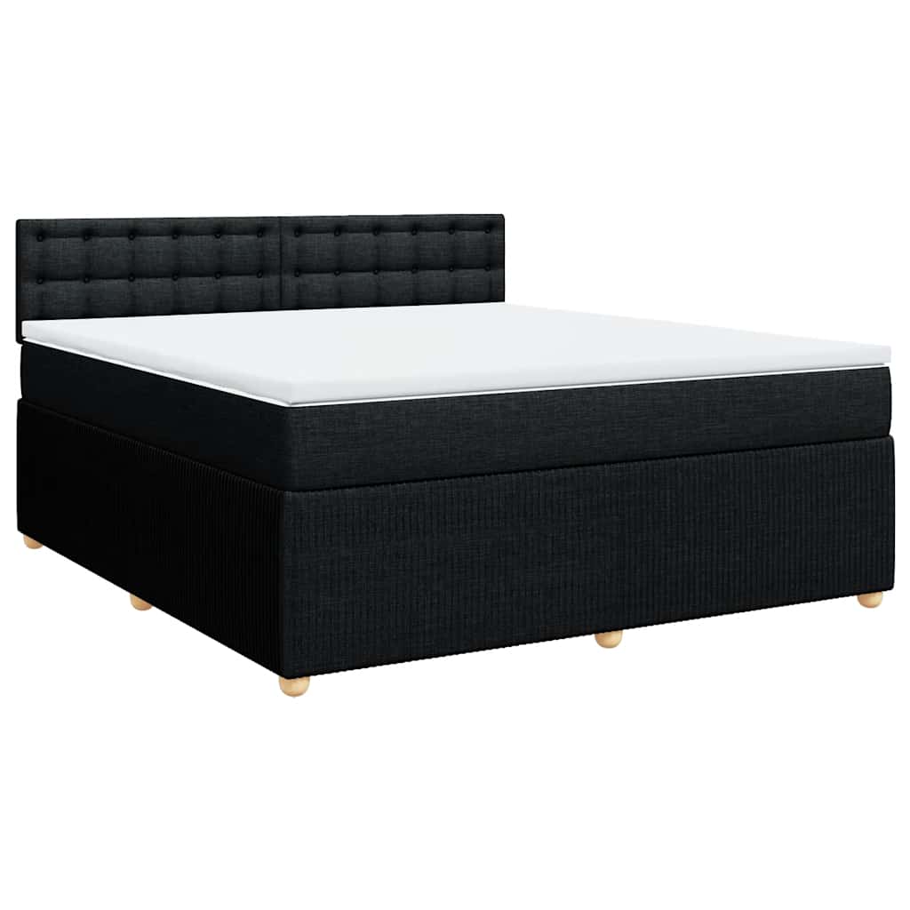 Giroletto a Molle con Materasso Nero 180x200 cm in Tessuto