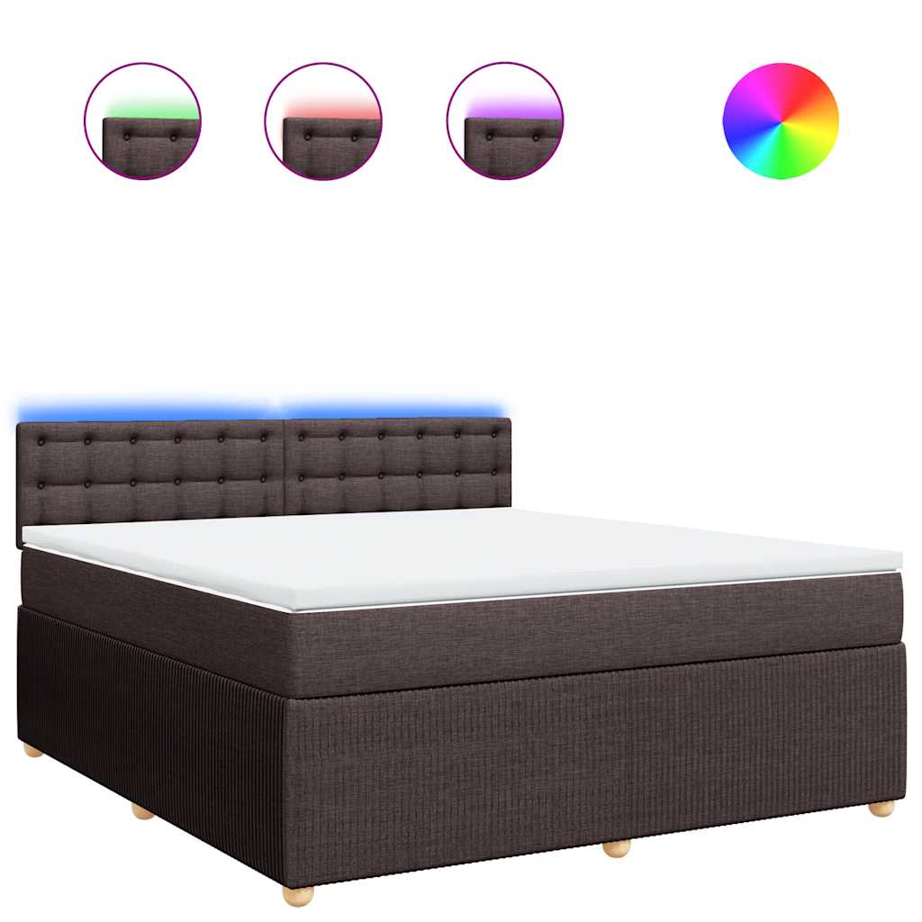 Giroletto a Molle con Materasso Marrone Scuro 180x200cm Tessuto | homemem39