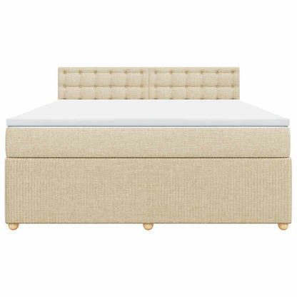 Giroletto a Molle con Materasso Crema 180x200 cm in Tessuto | homemem39