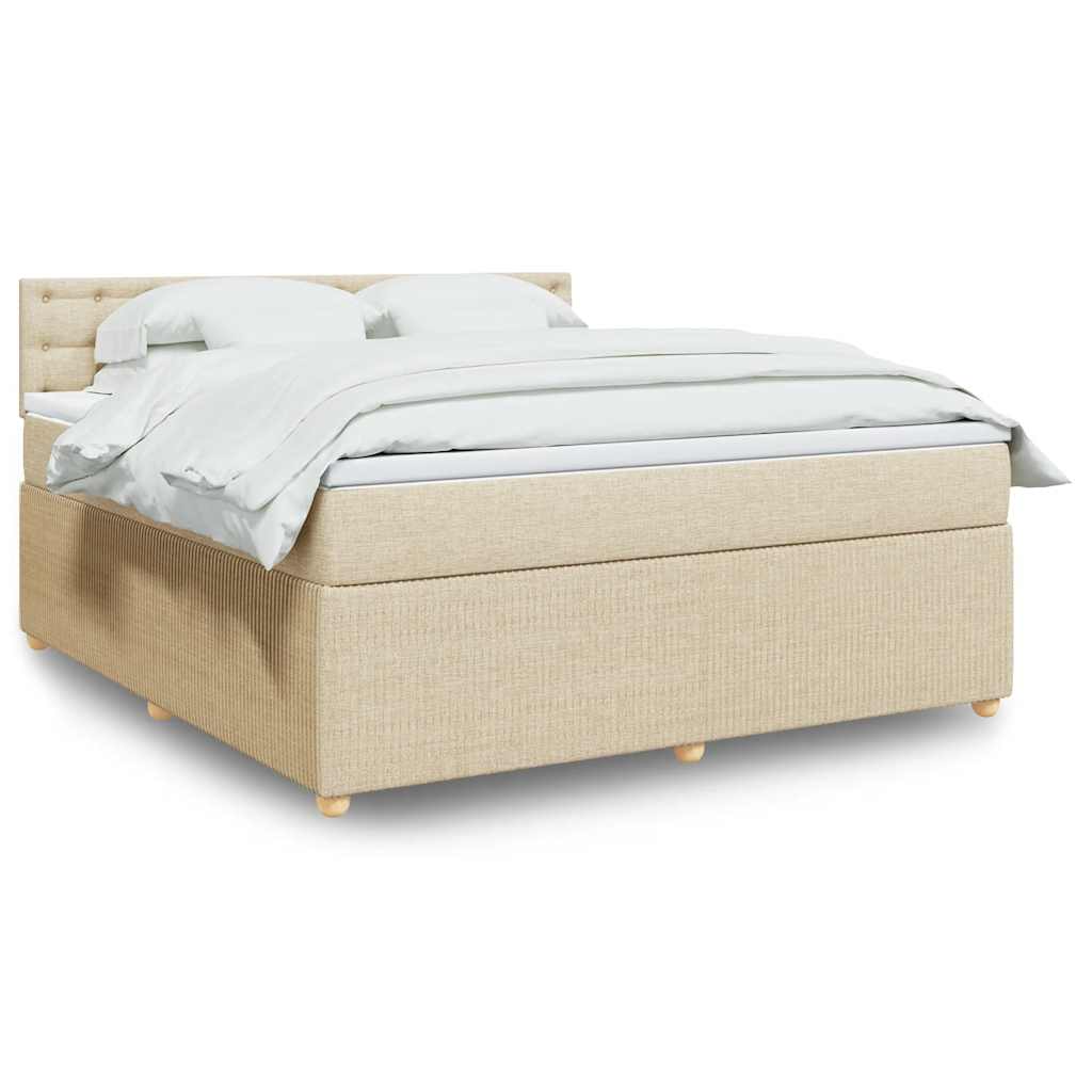 Giroletto a Molle con Materasso Crema 180x200 cm in Tessuto | homemem39