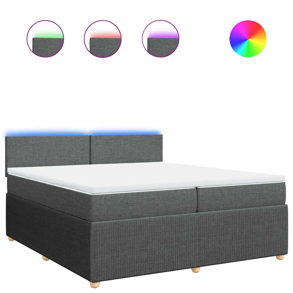 Giroletto a Molle con Materasso Grigio Scuro 200x200 cm Tessuto