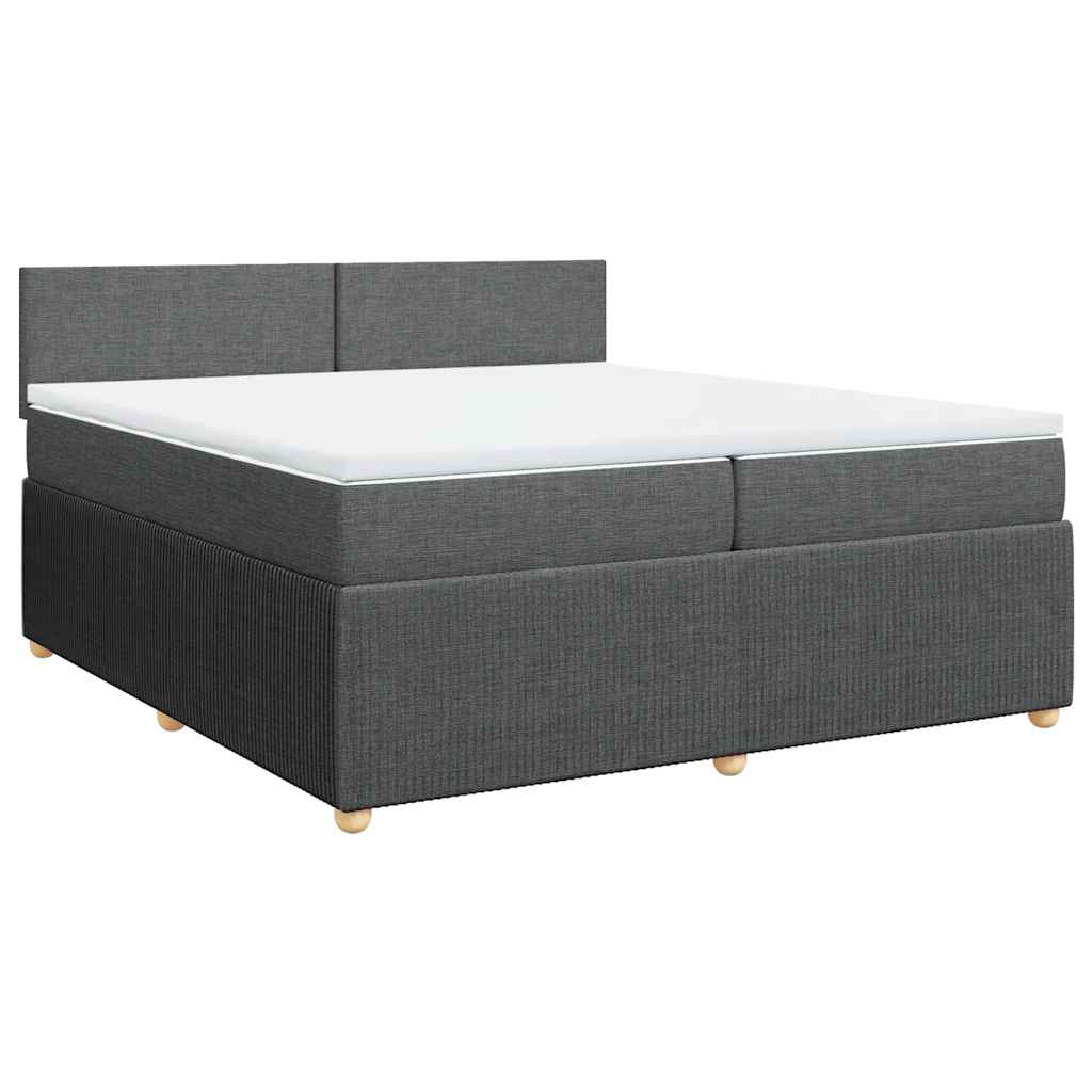 Giroletto a Molle con Materasso Grigio Scuro 200x200 cm Tessuto