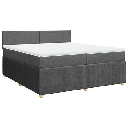 Giroletto a Molle con Materasso Grigio Scuro 200x200 cm Tessuto