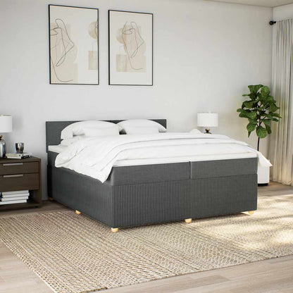 Giroletto a Molle con Materasso Grigio Scuro 200x200 cm Tessuto