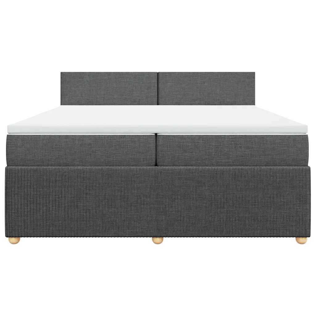 Giroletto a Molle con Materasso Grigio Scuro 200x200 cm Tessuto
