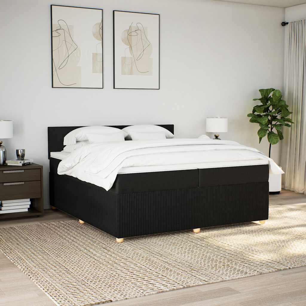 Giroletto a Molle con Materasso Nero 200x200 cm in Tessuto