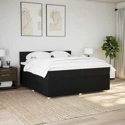 Giroletto a Molle con Materasso Nero 200x200 cm in Tessuto