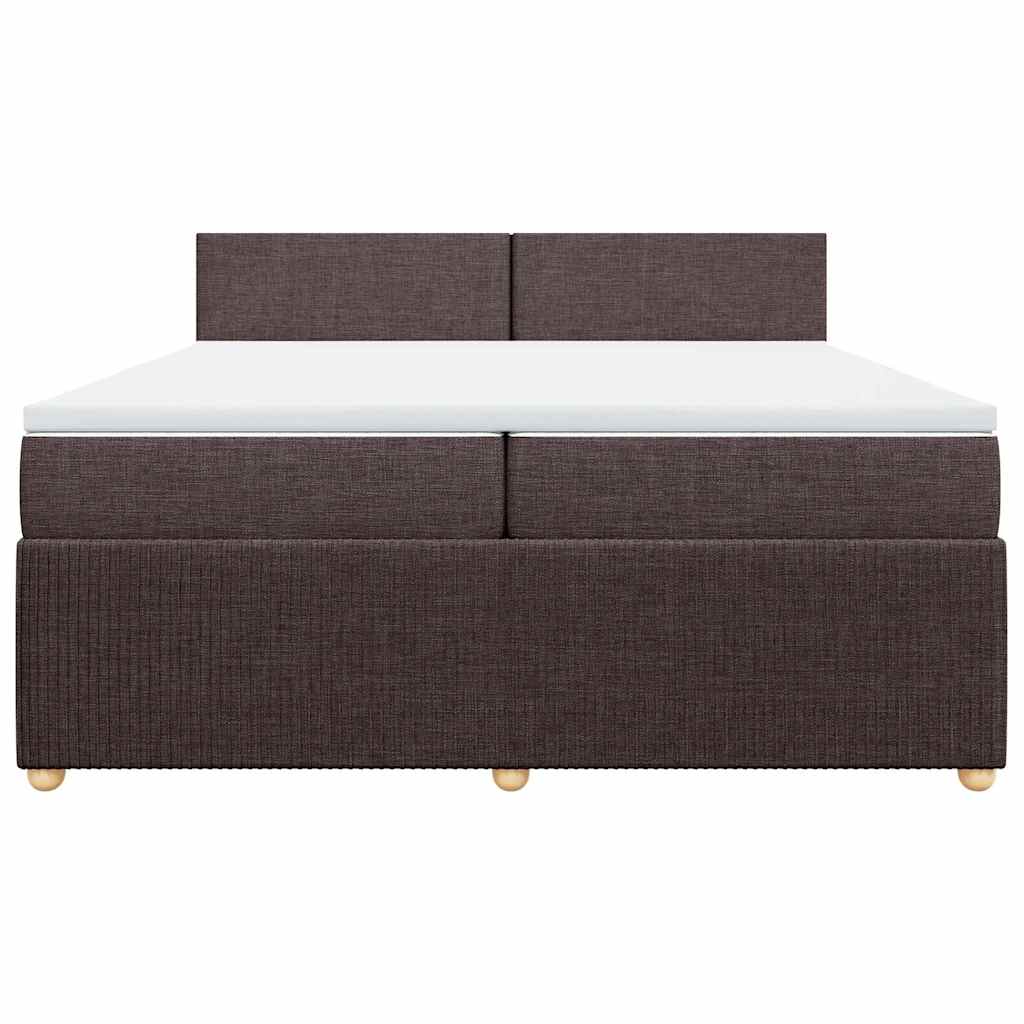 Giroletto a Molle con Materasso Marrone Scuro 200x200cm Tessuto