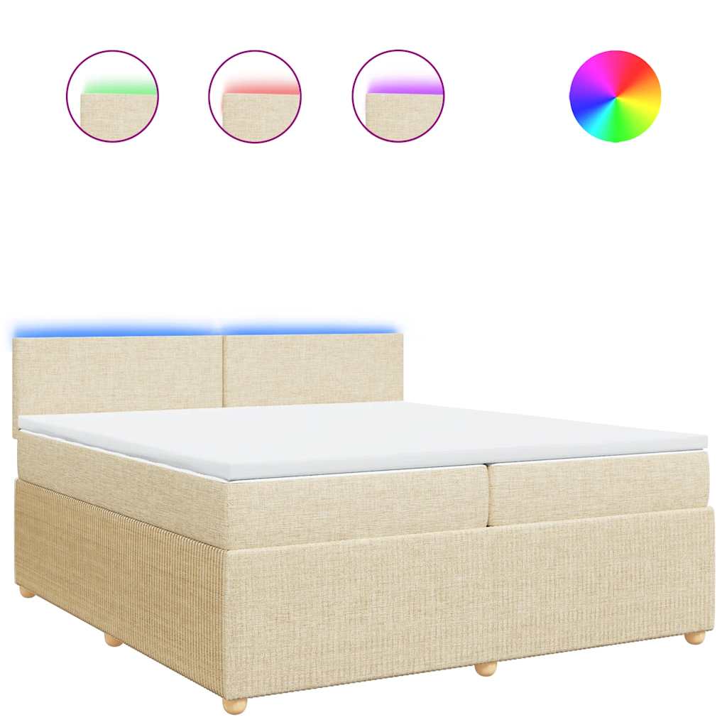 Giroletto a Molle con Materasso Crema 200x200 cm in Tessuto