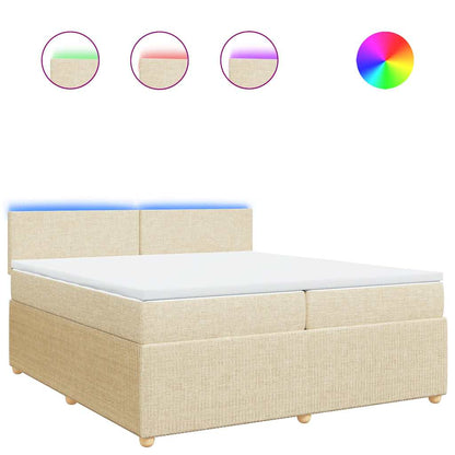 Giroletto a Molle con Materasso Crema 200x200 cm in Tessuto