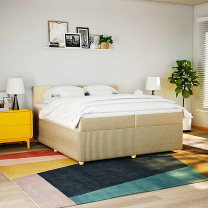 Giroletto a Molle con Materasso Crema 200x200 cm in Tessuto