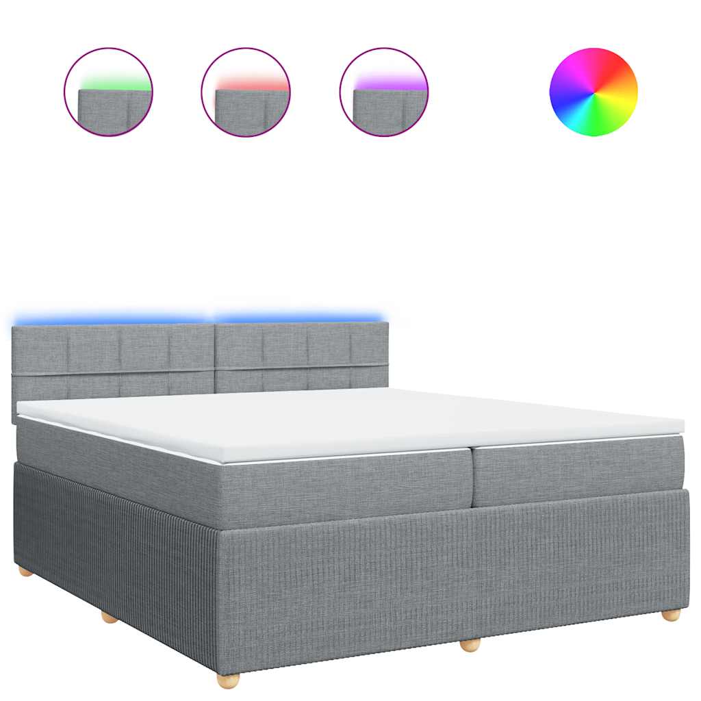 Giroletto a Molle con Materasso Grigio Chiaro 200x200cm Tessuto - homemem39