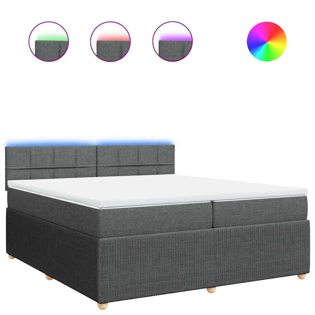 Giroletto a Molle con Materasso Grigio Scuro 200x200 cm Tessuto - homemem39