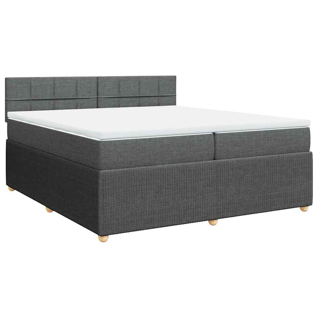 Giroletto a Molle con Materasso Grigio Scuro 200x200 cm Tessuto