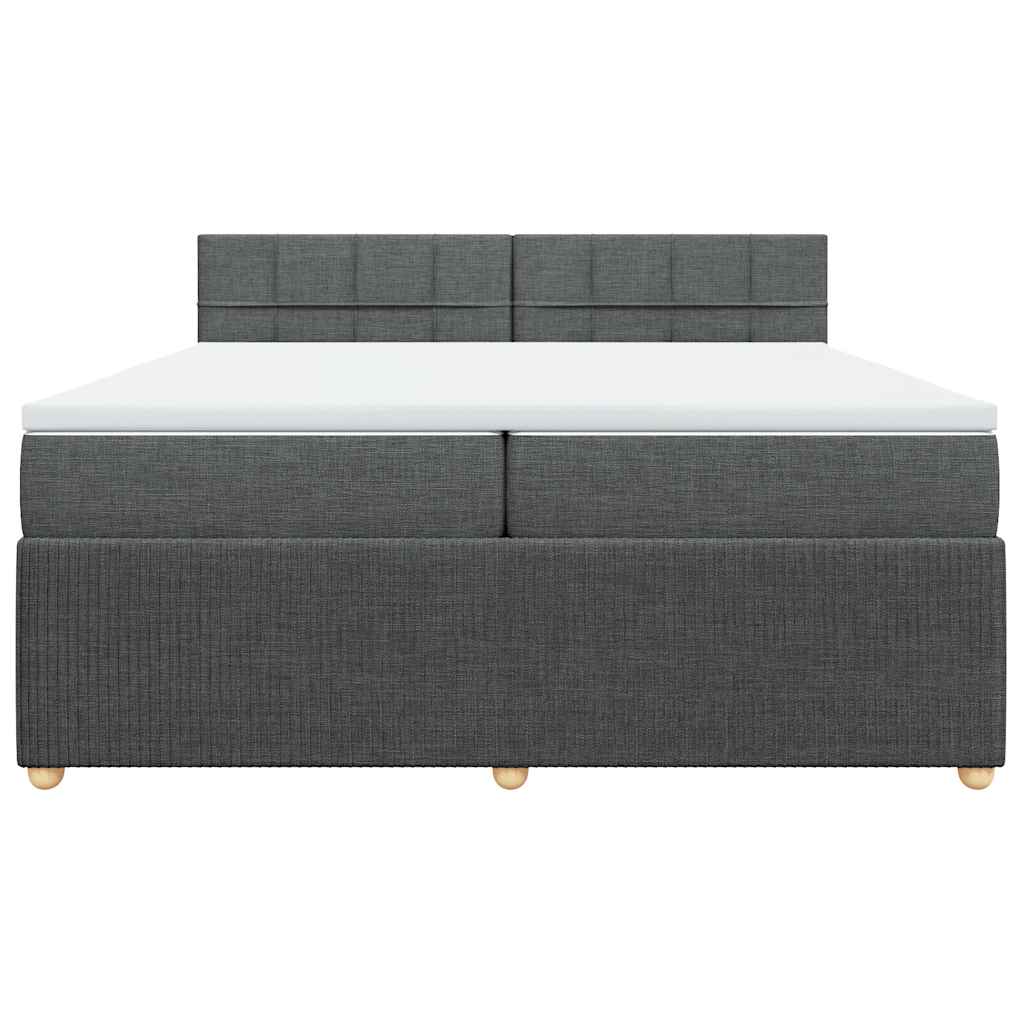 Giroletto a Molle con Materasso Grigio Scuro 200x200 cm Tessuto