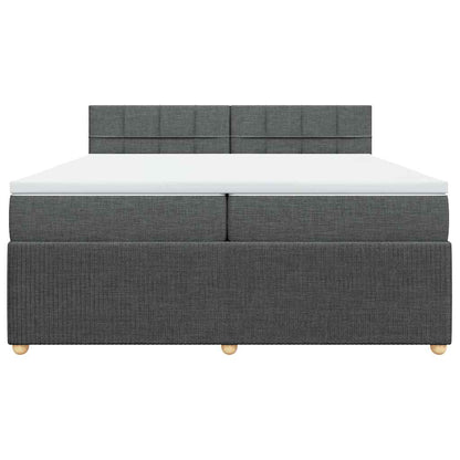 Giroletto a Molle con Materasso Grigio Scuro 200x200 cm Tessuto