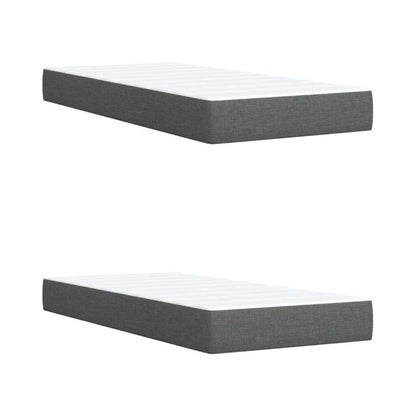 Giroletto a Molle con Materasso Grigio Scuro 200x200 cm Tessuto
