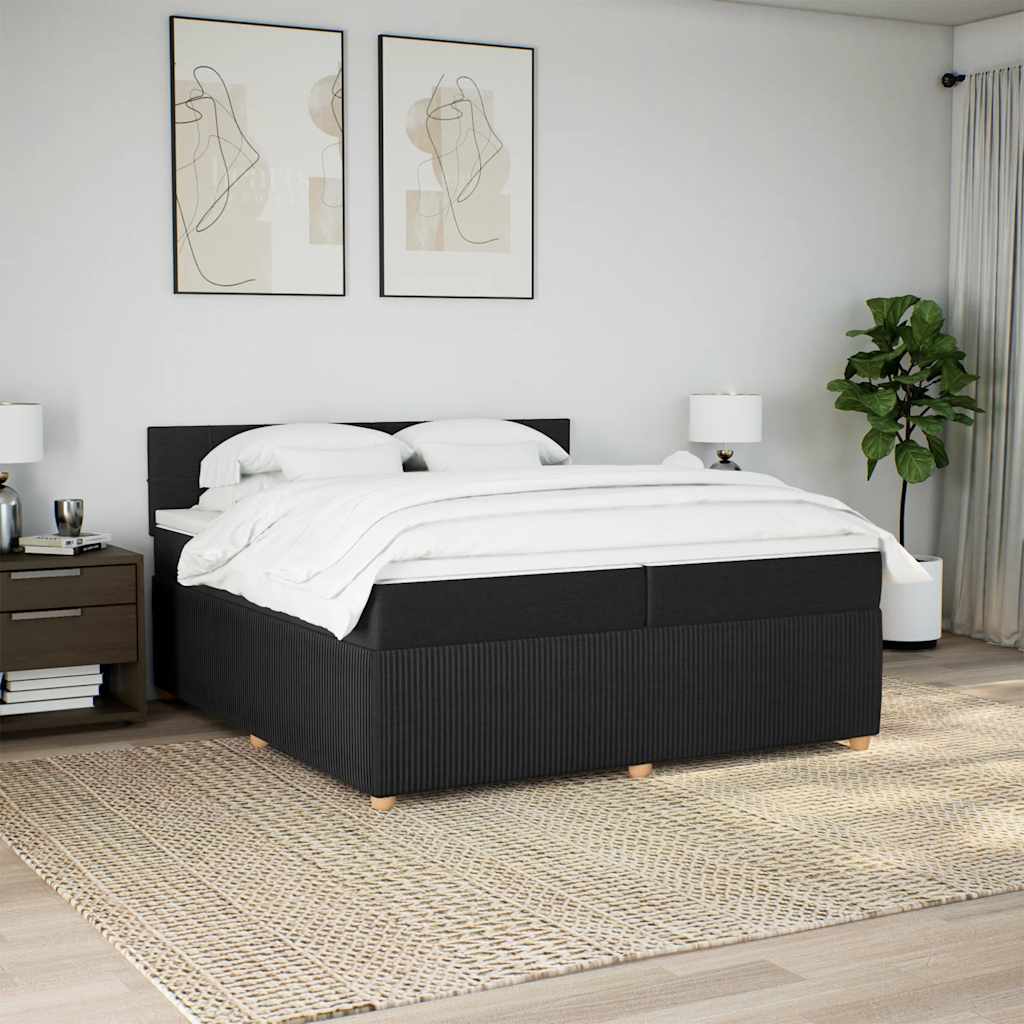 Giroletto a Molle con Materasso Nero 200x200 cm in Tessuto