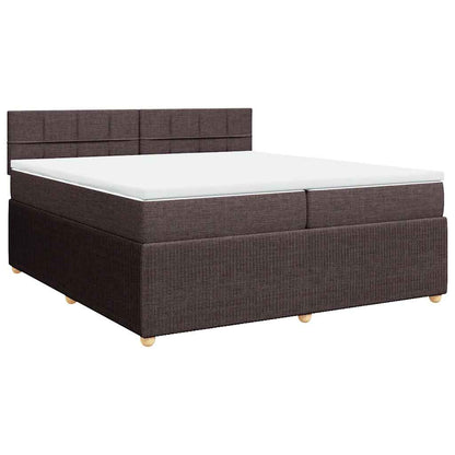Giroletto a Molle con Materasso Marrone Scuro 200x200cm Tessuto