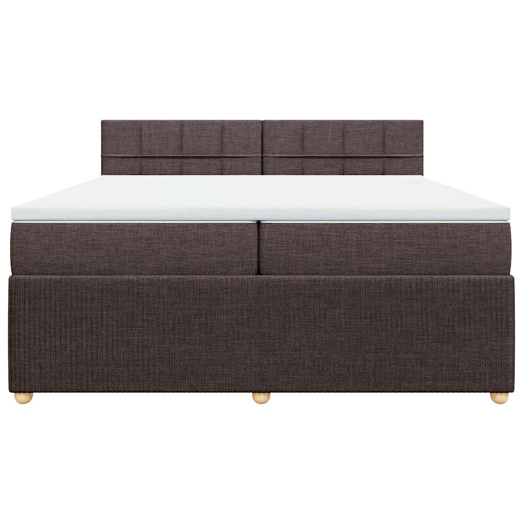 Giroletto a Molle con Materasso Marrone Scuro 200x200cm Tessuto