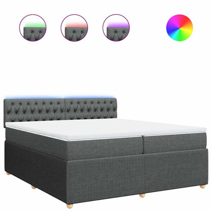 Giroletto a Molle con Materasso Grigio Scuro 200x200 cm Tessuto
