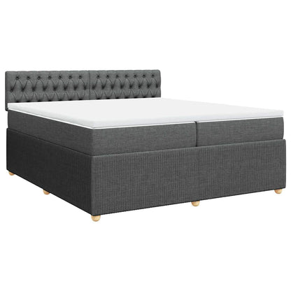 Giroletto a Molle con Materasso Grigio Scuro 200x200 cm Tessuto
