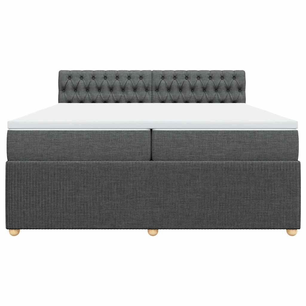 Giroletto a Molle con Materasso Grigio Scuro 200x200 cm Tessuto
