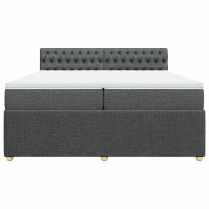Giroletto a Molle con Materasso Grigio Scuro 200x200 cm Tessuto