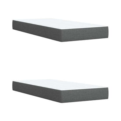 Giroletto a Molle con Materasso Grigio Scuro 200x200 cm Tessuto