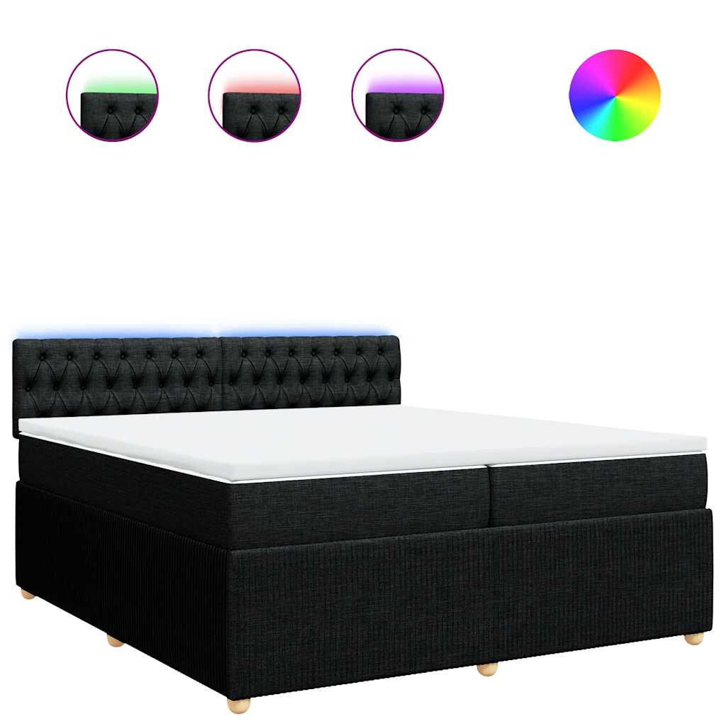 Giroletto a Molle con Materasso Nero 200x200 cm in Tessuto