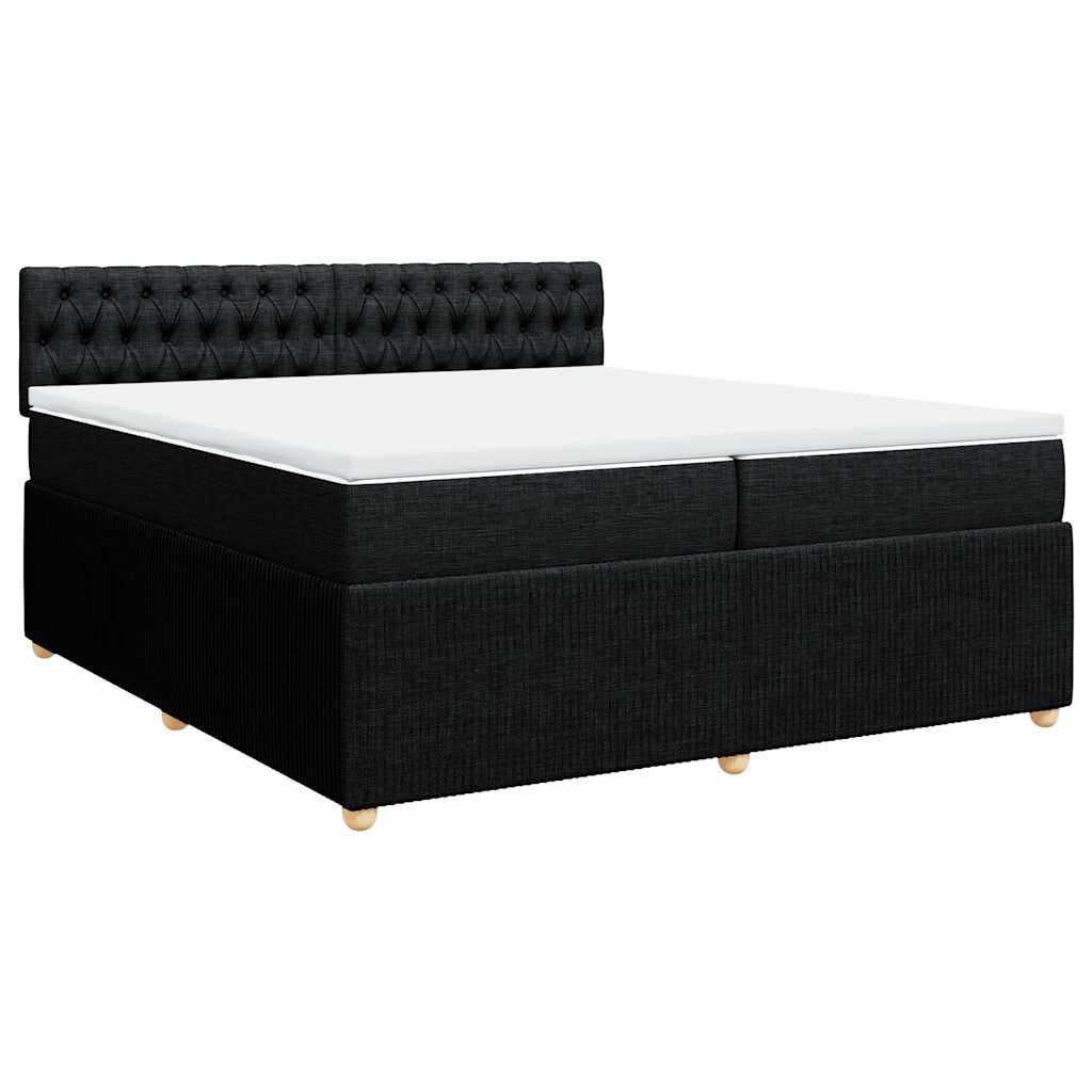 Giroletto a Molle con Materasso Nero 200x200 cm in Tessuto
